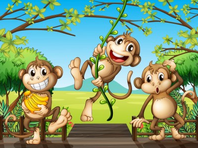Skaczące małpki wesołe małpki do pokoju dziecka #wf370 - Zwierzęta ...